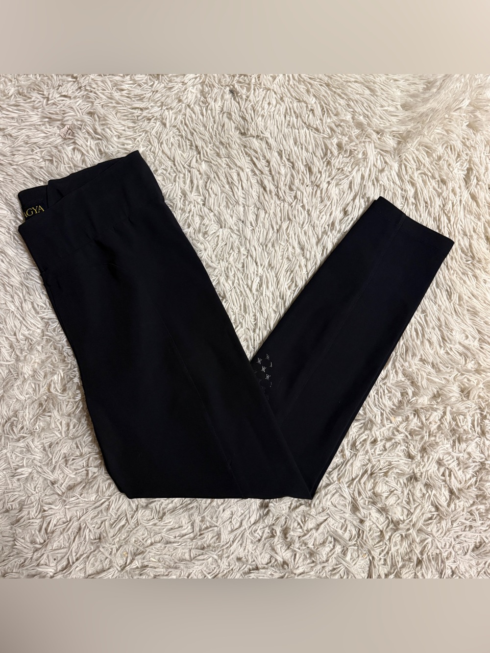 Women’s XL Black YAGYA Knee Patch Horseback Riding Tights Breeches. Good Cond.